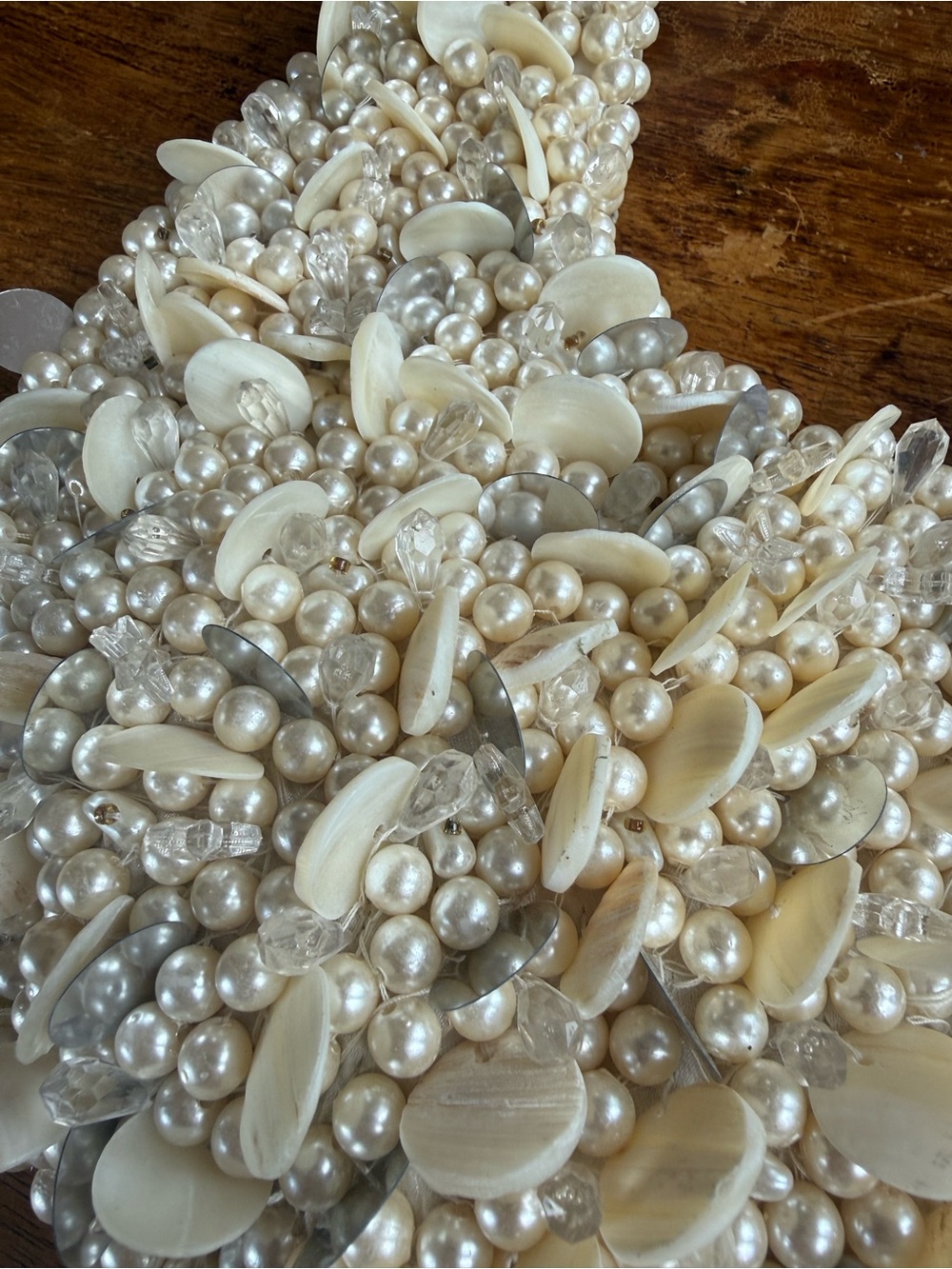 Pearl & Shell Embellished Handbag - Ivory - Picture 2 of 6